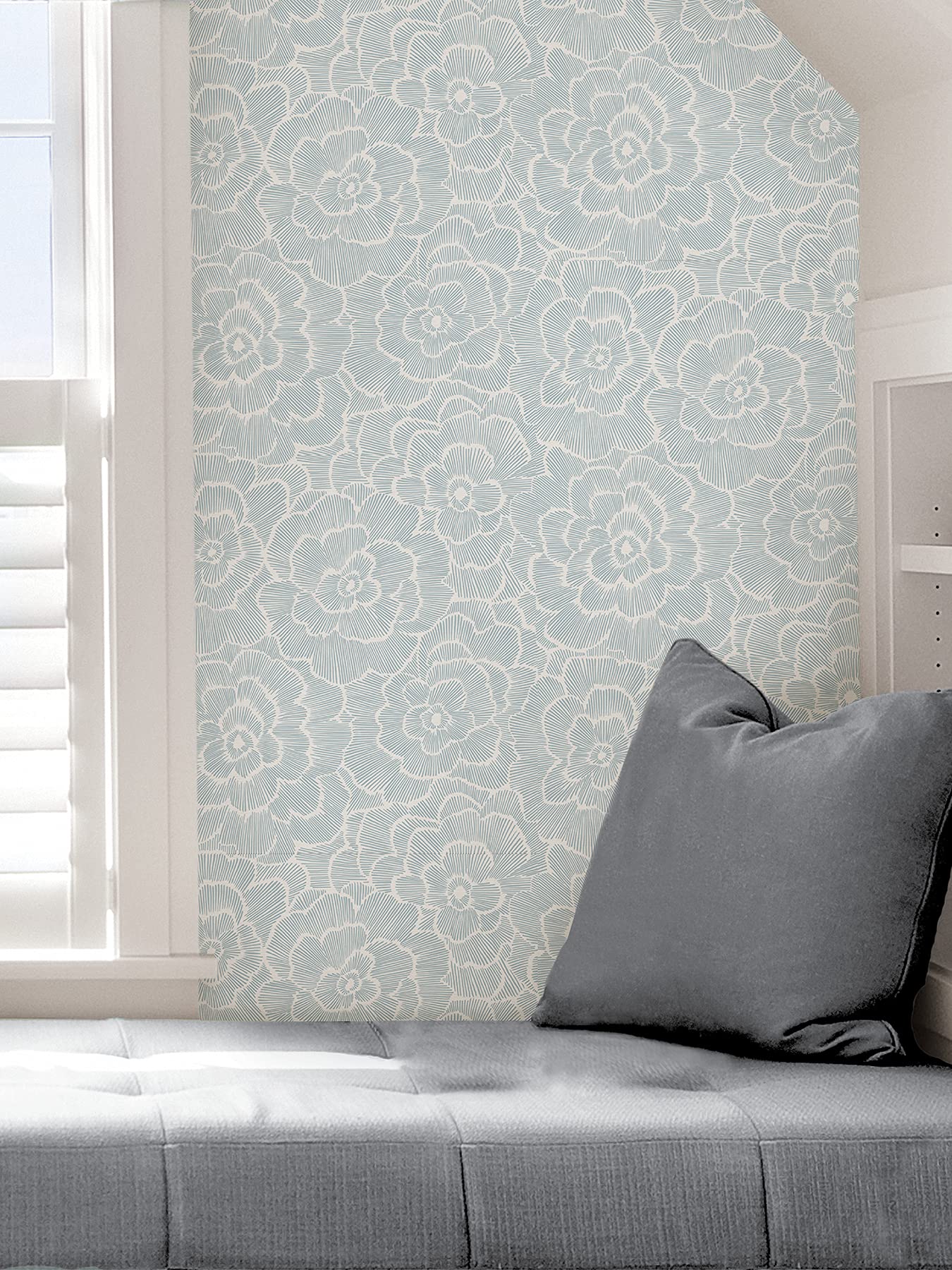 NuWallpaper NUS4048 Saraya Peel & Stick Wallpaper, Blue