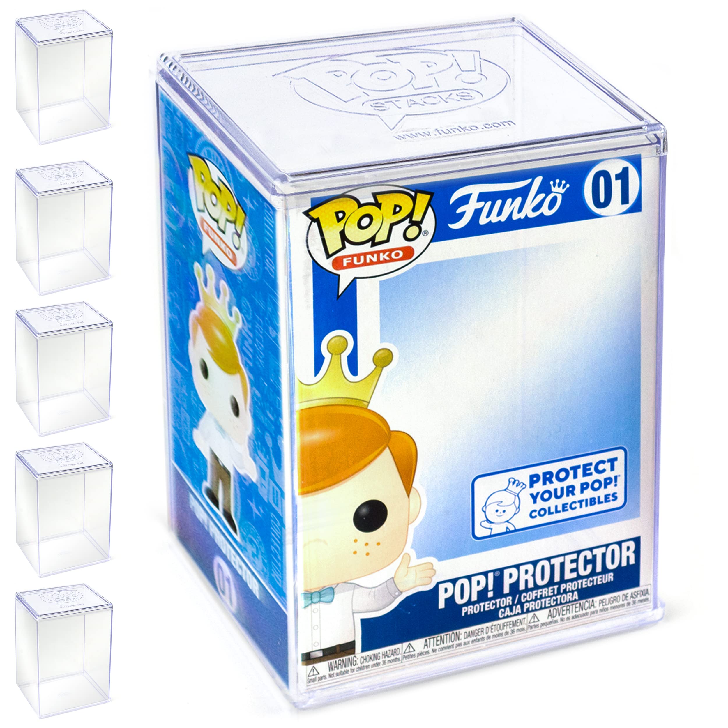 Original Funko Pop Protector, Sturdy Funko Pop Display Case, 0.35mm Thick Crystal-Clear Pop Vinyl Case Protector, Interlocking Heavy Duty Funko Pop Case for Collectible Funko Display (Pack of 6)