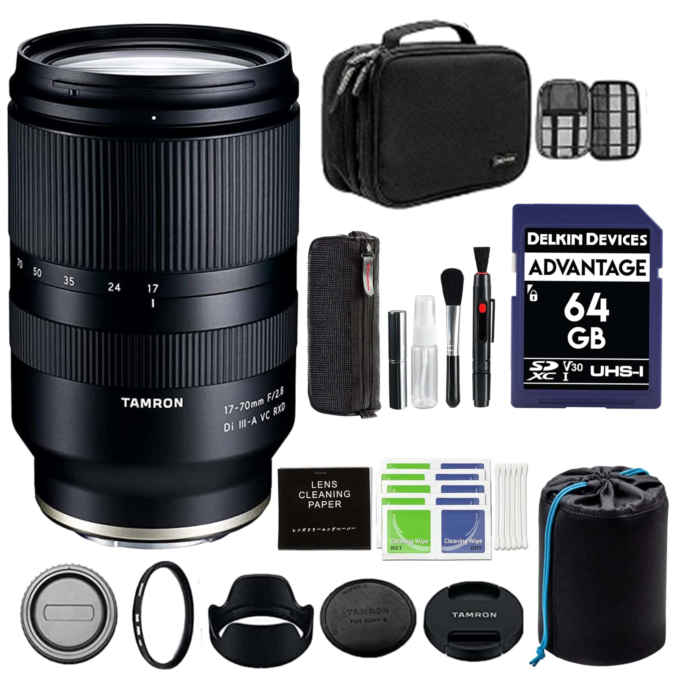 Tamron 17-70mm F/2.8 Di III-A VC RXD Lens for Sony E Mount with Advanced Accessory and Travel Bundle (Tamron 6 Year USA Warranty) | Sony 17-70 mm Lens