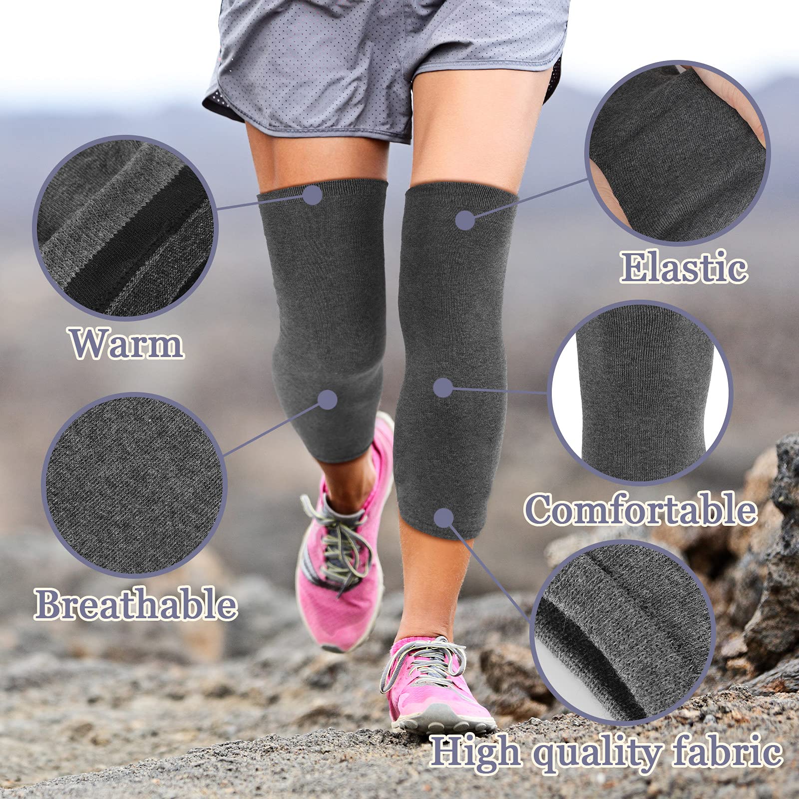 Geyoga 3 Pairs Knee Warmers for Women Men Arthritic Leg Warmer Compression Knee Sleeve Comfortable Knee Braces Knee Pad Cycling Ski Running Knee Supports