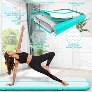 Tumbling Track Mat 10FT 4 Inch Thickness Inflatable Gymnastics Mats Air Mat Tumble Track, Air Floor Training Mats with Air Pump for Kids Gym Home Use Cheerleading Yoga