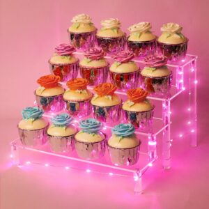 YestBuy Display Shelf Cake Stand – 4 Tier Shelf Cupcake Stand – Multifunctional and Durable Acrylic Stand – Mounting Hardware Included – Ideal for Desserts, Cosmetics, Glassware, Figurines