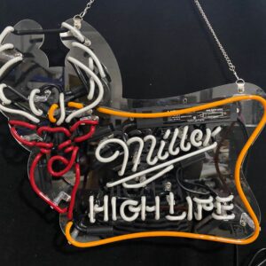 ZZYA Next Day Shipping from US, 17x14 inch Miller High Life Neon Signs Real Glass, Beer Bar Glass Wall Party Birthday Bedroom Decoration Gifts (Miller Life, 17 inch/42cm Frame Widest Point) (RT082)