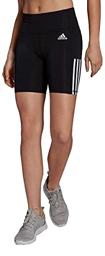 adidas Women's 3-Stripe High Waist Bike Shorts, Black/White X-Large