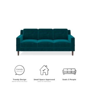 DHP Brynn 3 Seater Sofa, Green Velvet