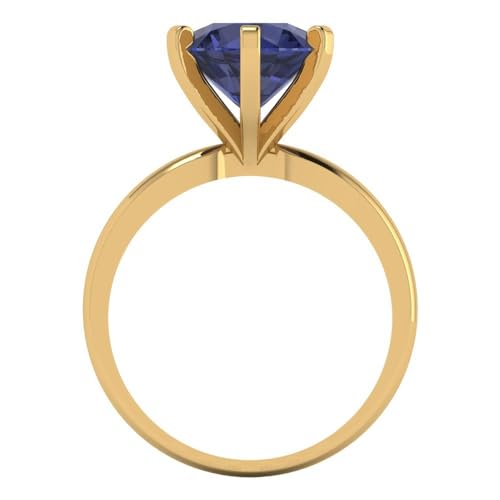 3 Carat Round Cut Custom Engraving Solitaire faux Blue Sapphire Engagement Wedding Everlasting Ring 14k Yellow Gold 7.5