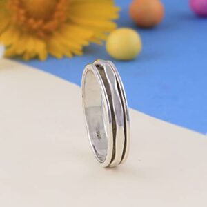 Solid 925 Sterling Silver Spinning Ring Thin Band Spinner (7)