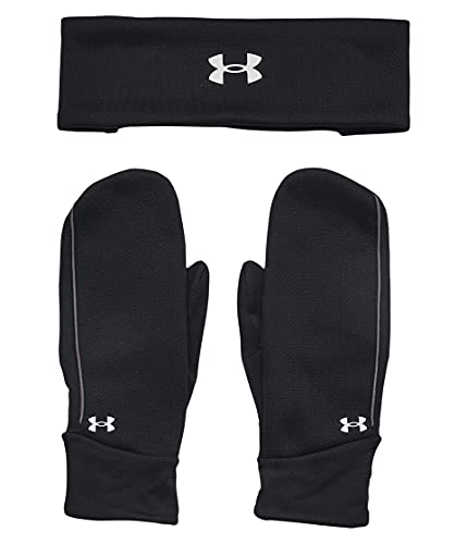 Under Armour Women's Headband & Mittens Set, (001) Black/Jet Gray/Reflective, Small/Medium