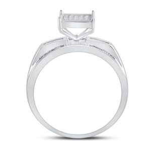 The Diamond Deal Sterling Silver Round Diamond Square Bridal Wedding Engagement Ring 1/8 Cttw