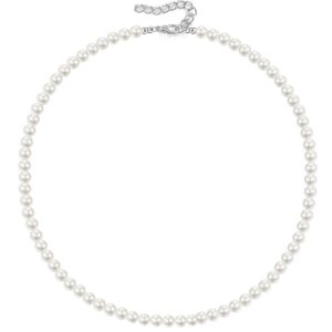 6mm Simulated Glass Pearl Necklace 16inch Strand Pearl Jewelry