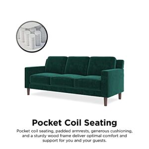 DHP Brynn 3 Seater Sofa, Green Velvet