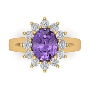 Clara Pucci 2.72ct oval cut simulated alexandrite 14k yellow gold engraving anniversary engagement wedding halo ring size 10 us