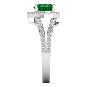 1.75 Carat Heart cut Custom Engraving Halo split shank faux Green Emerald Engagement Everlasting Ring 14k White Gold 8