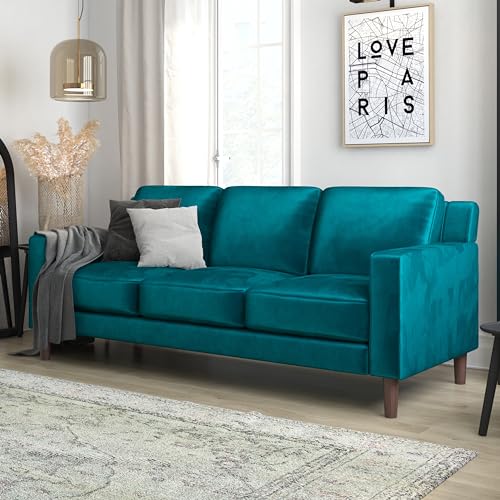 DHP Brynn 3 Seater Sofa, Green Velvet