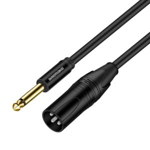 DREMAKE 3-Pin XLR Male to TS 1/4 (6.35mm) Mono Jack Male Unbalanced Microphone Interconnect Cable, Quarter Inch to XLR Mic Audio Cord for Mixing Boards, Studio Harmonizers - Black/3 Feet