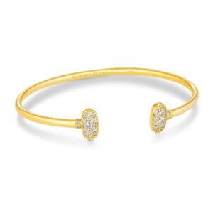 Kendra Scott Grayson Crystal Cuff Bracelet in 14k Gold-Plated Brass, Fashion Jewelry for Women, White Cubic Zirconia