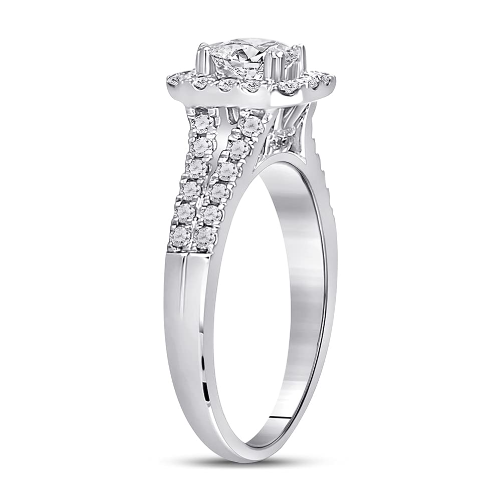 The Diamond Deal 14kt White Gold Emerald Diamond Solitaire Bridal Wedding Engagement Ring 1 Cttw