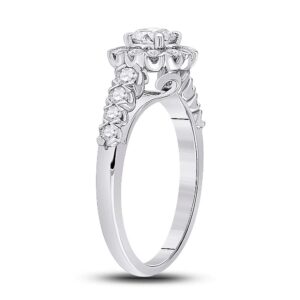 The Diamond Deal 14kt White Gold Round Diamond Solitaire Bridal Wedding Engagement Ring 1 Cttw