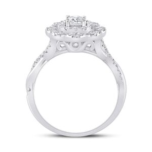 The Diamond Deal 14kt White Gold Round Diamond Halo Bridal Wedding Engagement Ring 7/8 Cttw