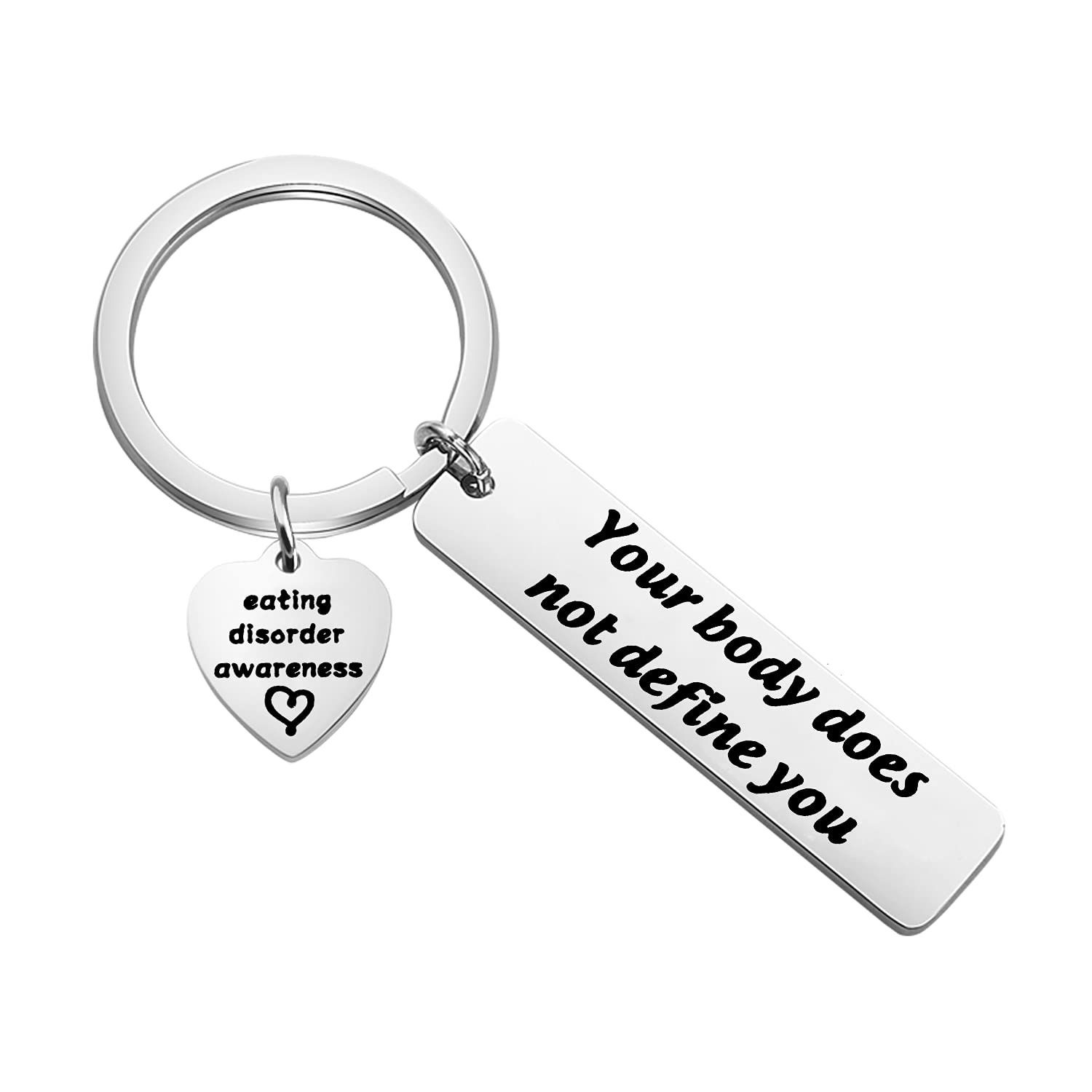 TIIMG Eating Disorder Awareness Keychain Anorexia Recovery Gifts Inspirational Gift Mental Heath Recovery (Your body eating disorder)