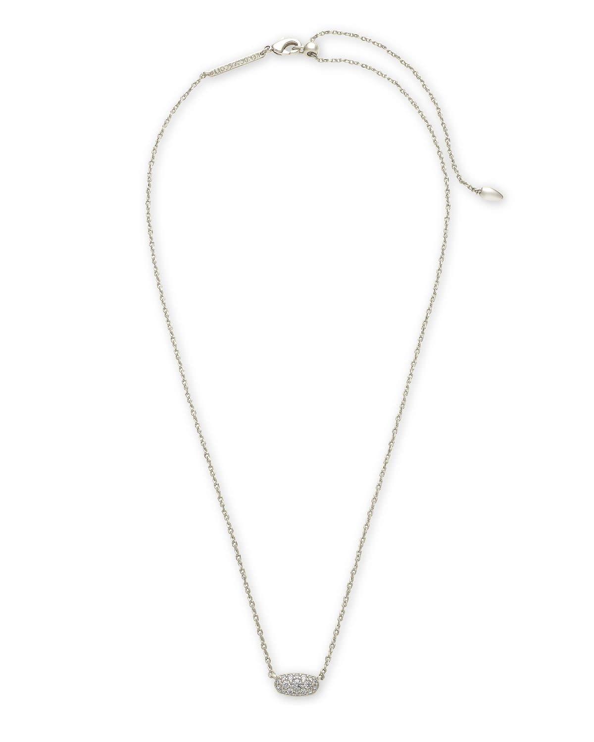 Kendra Scott Grayson Crystal Pendant Necklace in Silver-Plated Brass, Fashion Jewelry for Women, White Cubic Zirconia