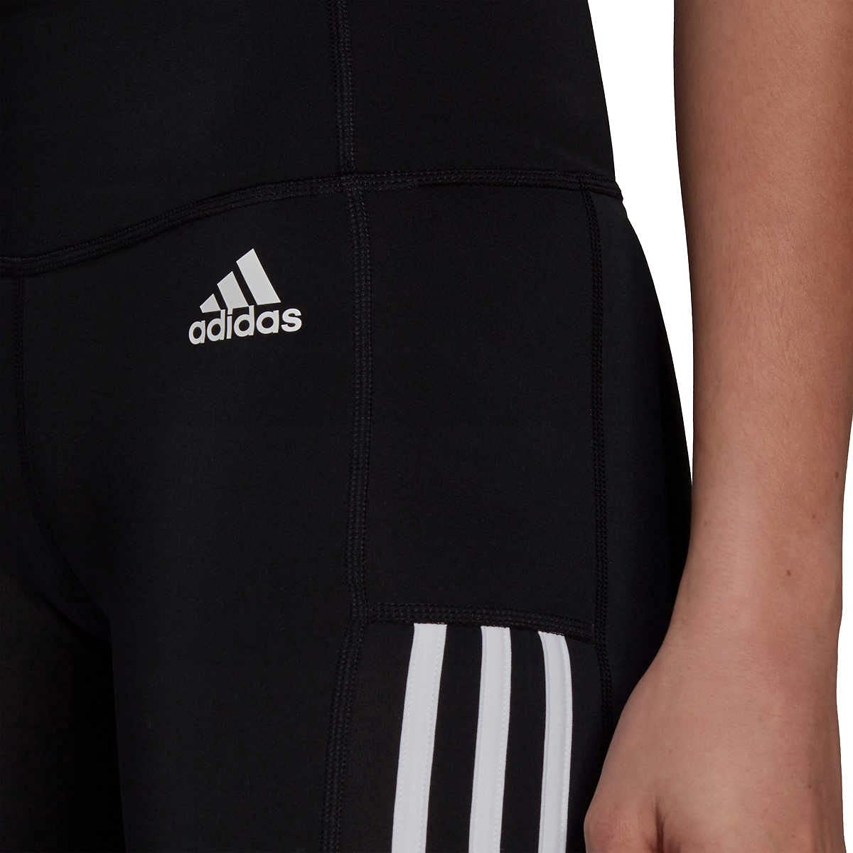 adidas Womens 3 Stripe High Waist Bike Shorts (Black/White, Medium)