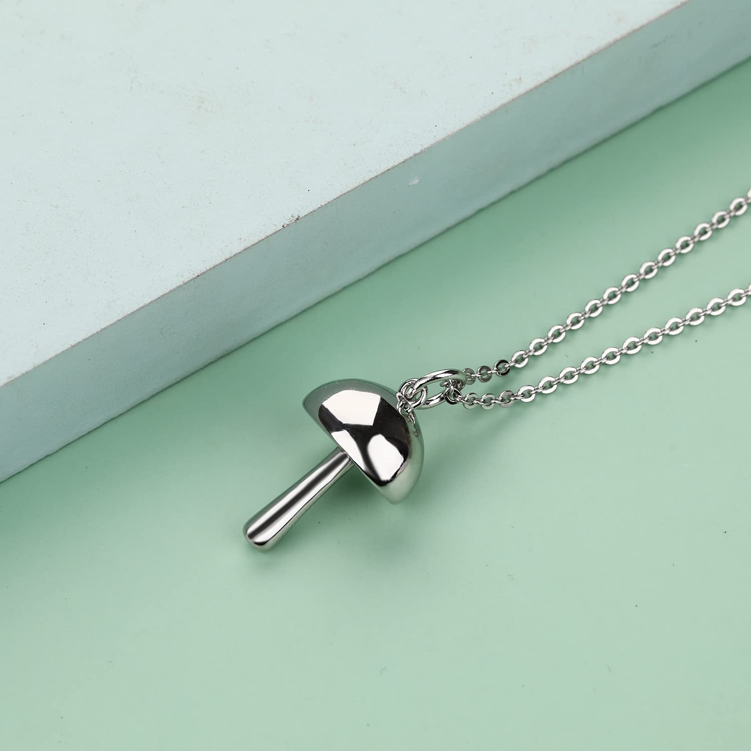 LQXY 925 Sterling Silver Mushroom Necklace for Women