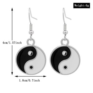 TIANBANGSHI Enamel Black White Tai Chi Bagua Yin Yang Earrings - Simple Yin and Yang Life Balance Earrings for Women Jewelry Birthday Gift Accessories Holiday Gift (Tai Ji)