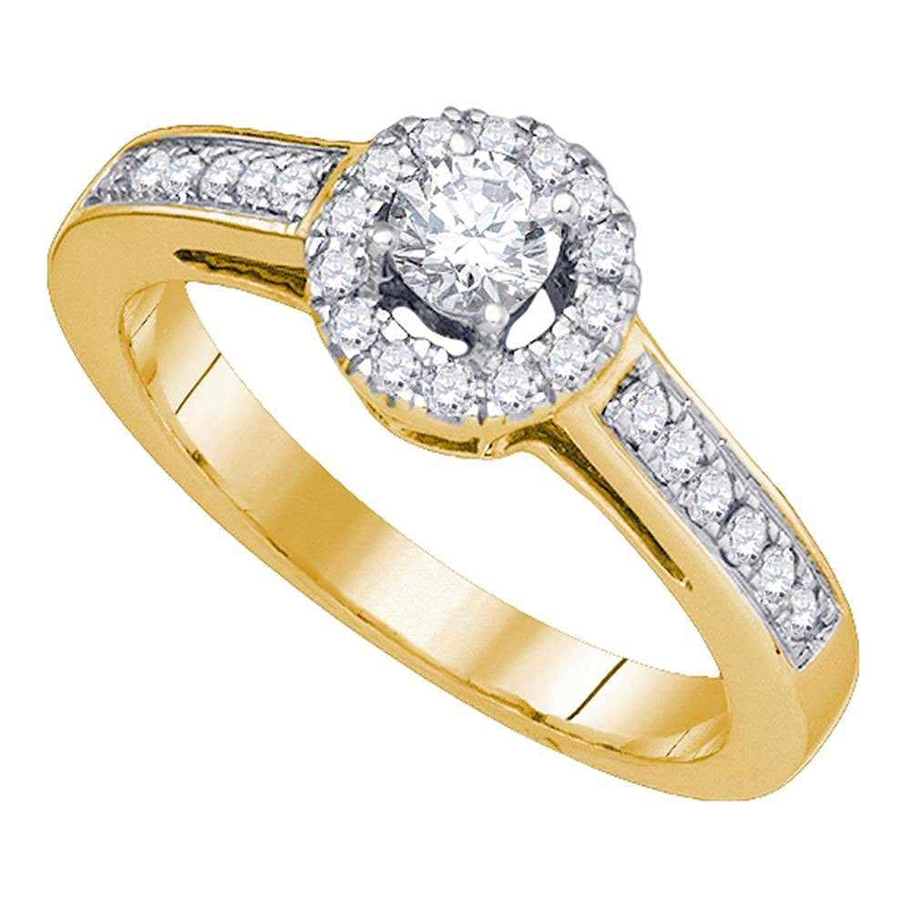 The Diamond Deal 14kt Yellow Gold Round Diamond Solitaire Bridal Wedding Engagement Ring 1/2 Cttw