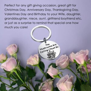 TIIMG Mushroom Keychain Gift Mycology Gift Mushroom Foraging Gift Gift for Mushroom Lovers (The Mushrooms Are Calling)