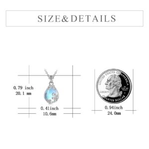 POPLYKE Sterling Silver Moonstone Filigree Teardrop Necklace Jewelry for Women （Small）