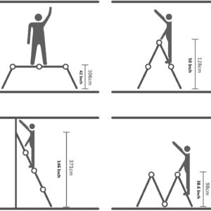 ERGOMASTER Extension Ladder 7 in 1 Aluminum Folding Step Ladders Adjustable Telescoping Multi Position Ladder for Home Stairs Roof Warehouse 330lbs（12.2 Feet）