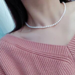 6mm Simulated Glass Pearl Necklace 16inch Strand Pearl Jewelry