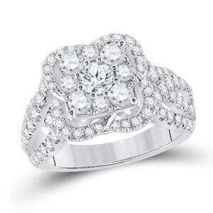 the diamond deal 14kt white gold round diamond halo bridal wedding engagement ring 1-7/8 cttw