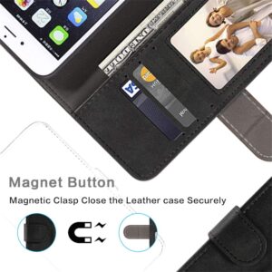 Shantime Tecno Pova 2 Case, Leather Wallet Case with Cash & Card Slots Soft TPU Back Cover Magnet Flip Case for Tecno Pova 2 (6.9In), Black