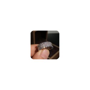 Luxury Sparkling 925 Sterling Silver Shiny Full Diamond Tiny Baguette Ring CZ Diamond Multi Row Ring Eternity Engagement Wedding Band Ring for Women ST.430 (7)