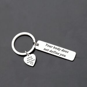 TIIMG Eating Disorder Awareness Keychain Anorexia Recovery Gifts Inspirational Gift Mental Heath Recovery (Your body eating disorder)