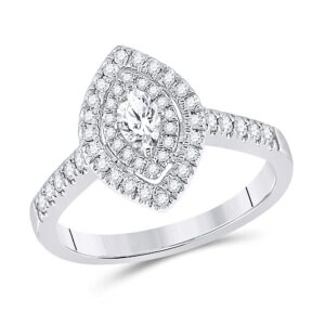 the diamond deal 14kt white gold marquise diamond halo bridal wedding engagement ring 1/2 cttw