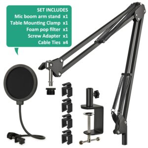 QuadCast Mic Arm Boom Stand, Adjustable Suspension Boom Scissor Microphone Arm Stand for HyperX QuadCast, QuadCast S-RGB USB Condenser Microphone by Rigych