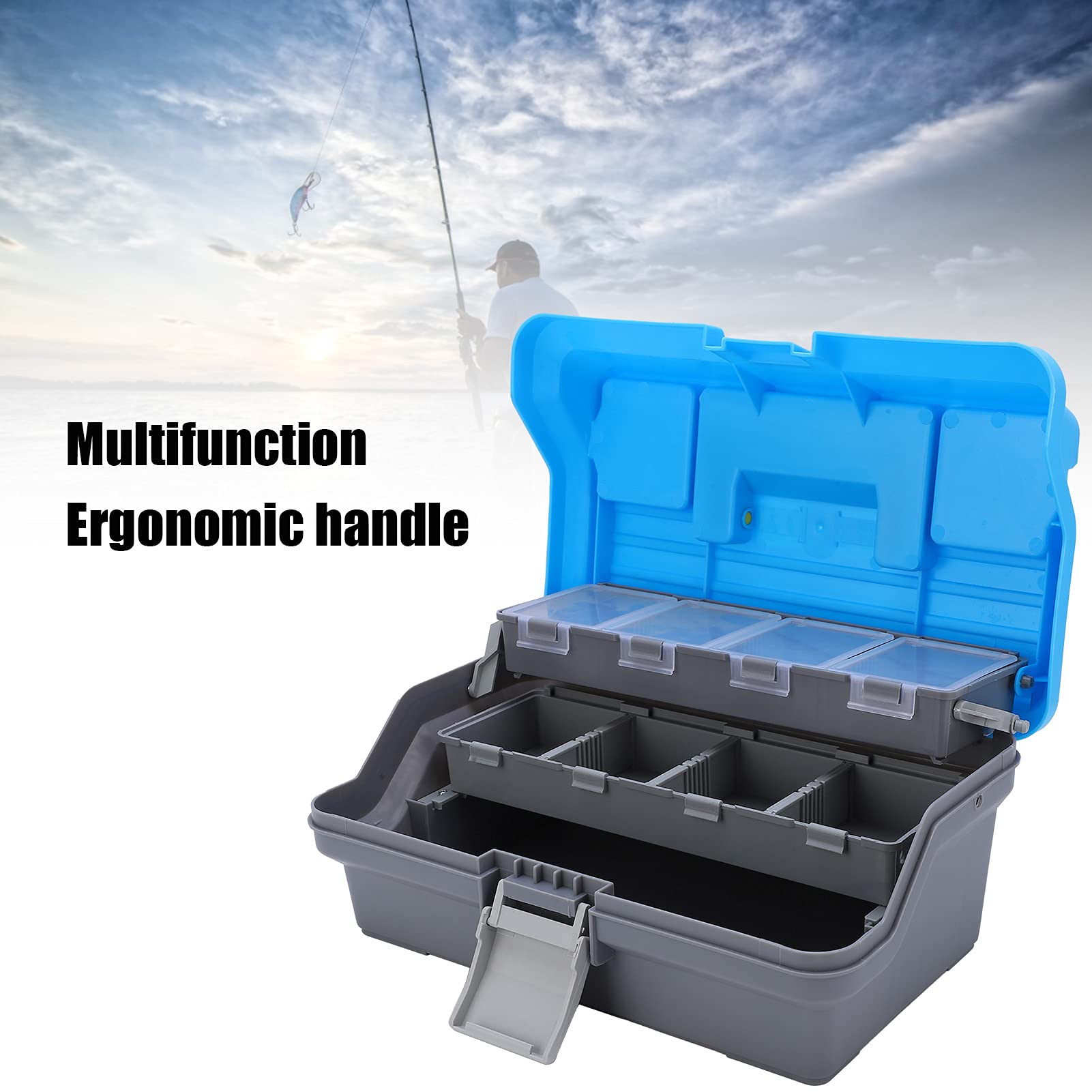 Waterproof Fishing Box, with Ergonomic Handle Fishing Tackle Box Three-layer Fishing Tackle Box for Store Fishing Gear