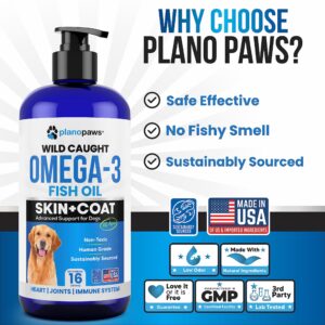 Omega 3 Fish Oil for Dogs - Better Than Salmon Oil for Dogs - Dog Fish Oil Supplement - Reduce Shedding & Itching - Supports Joints, Brain, Heart Health- Dog Skin and Coat Supplement - Fish Oil Liquid