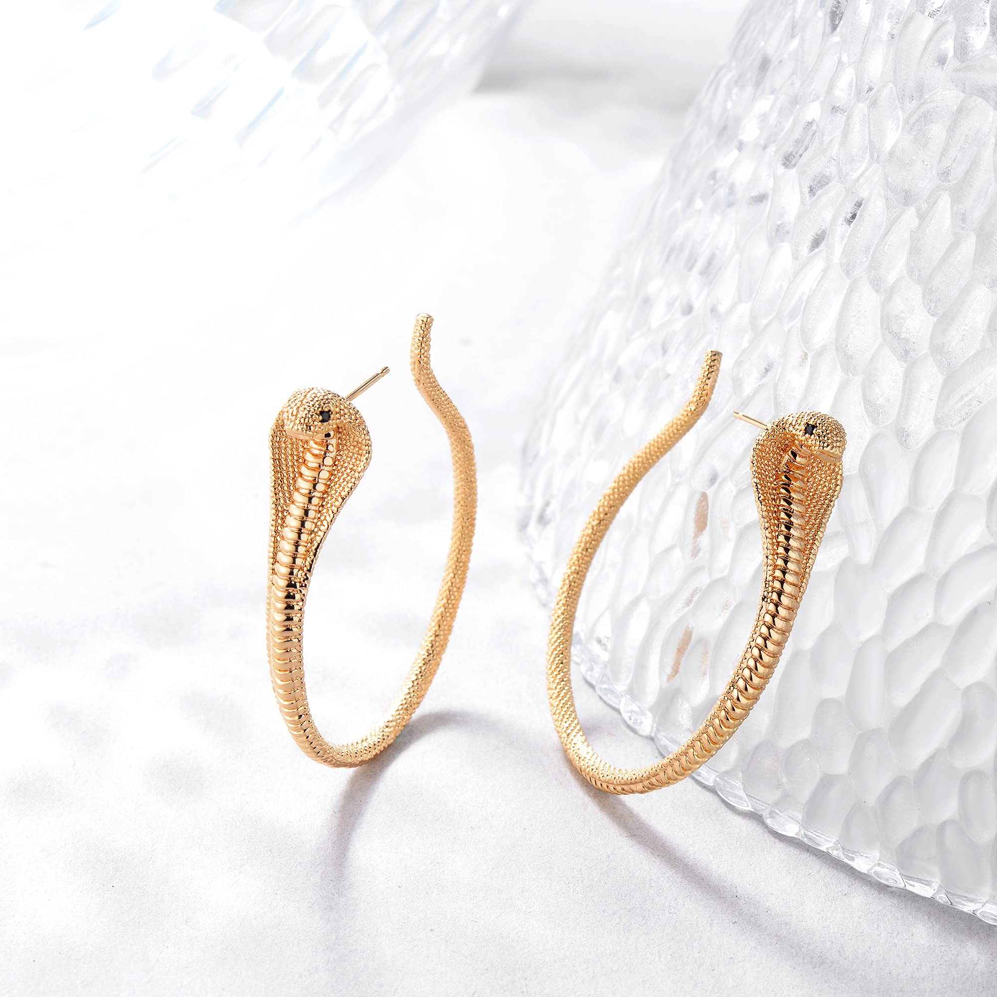 MEVECCO Dainty Gold Snake Hoop Earrings for Women 18K Gold Plated Big Snake Earrings Chunky Snake Earring Studs for Women