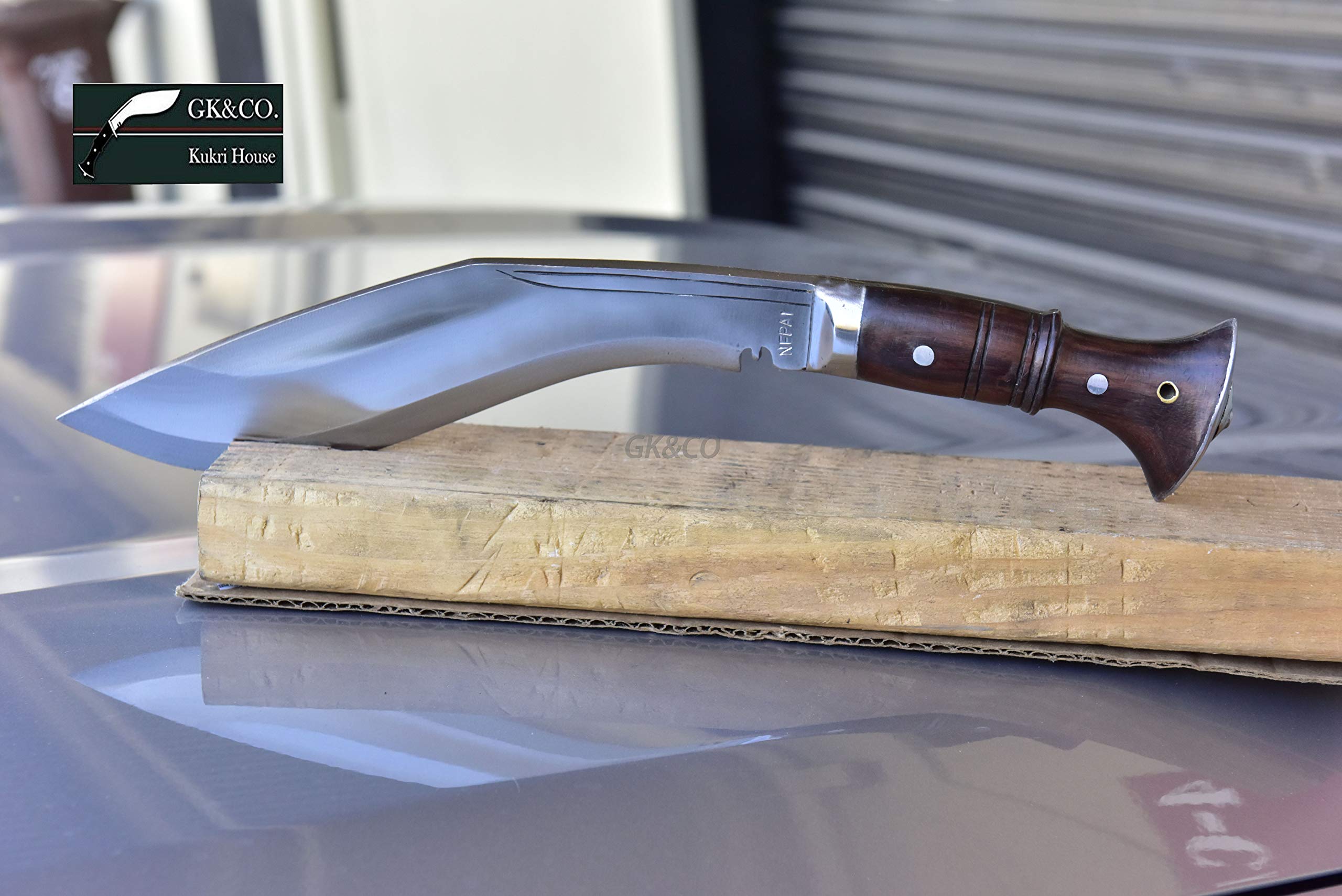 GK&CO. Kukri House Genuine Kukri/Khukuri Knife - 10" Blade Full Tang Panawal Angkhola Village Working Kukri Red Sheath - Handmade in Nepal.