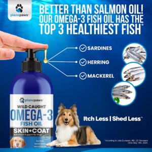 Omega 3 Fish Oil for Dogs - Better Than Salmon Oil for Dogs - Dog Fish Oil Supplement - Reduce Shedding & Itching - Supports Joints, Brain, Heart Health- Dog Skin and Coat Supplement - Fish Oil Liquid