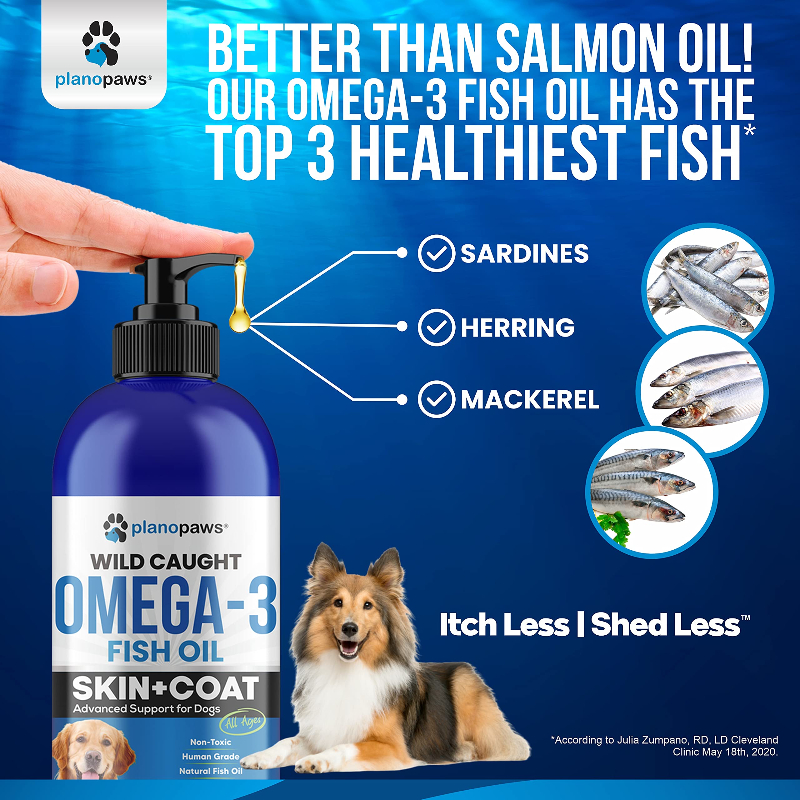 Omega 3 Fish Oil for Dogs - Better Than Salmon Oil for Dogs - Dog Fish Oil Supplement - Reduce Shedding & Itching - Supports Joints, Brain, Heart Health- Dog Skin and Coat Supplement - Fish Oil Liquid