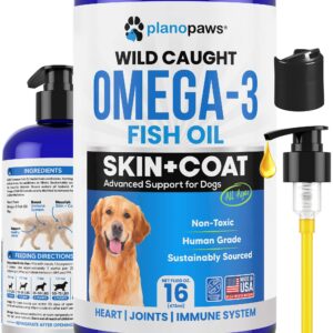 Omega 3 Fish Oil for Dogs - Better Than Salmon Oil for Dogs - Dog Fish Oil Supplement - Reduce Shedding & Itching - Supports Joints, Brain, Heart Health- Dog Skin and Coat Supplement - Fish Oil Liquid