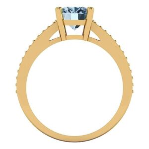 Clara Pucci 2.32 Carat oval cut blue simulated diamond 14k yellow gold engraving bridal engagement wedding ring size 4.5