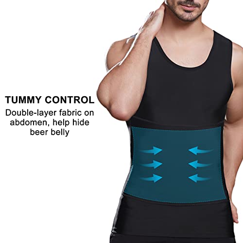 Lgtfy Mens Slimming Body Shaper Vest, Gynecomastia Compression Shirts, Tummy Control Undershirts - Change in Seconds Black