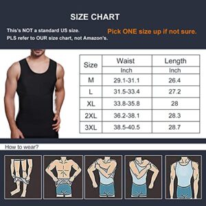 Lgtfy Mens Slimming Body Shaper Vest, Gynecomastia Compression Shirts, Tummy Control Undershirts - Change in Seconds Black