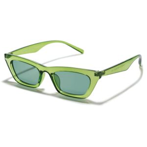 vanlinker polarized small trendy skinny cat eye sunglasses women colorful y2k party shade green tinted lens